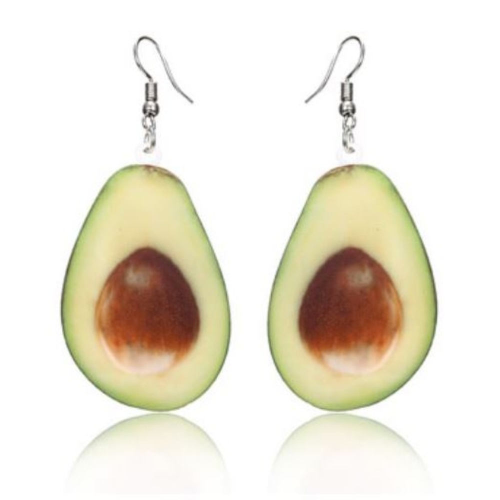 Trendy Realistic Avocado Acrylic Earrings NWOT